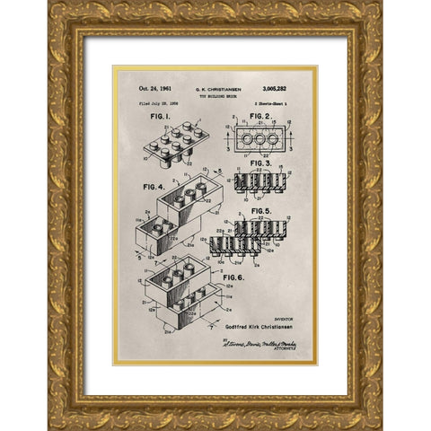 Patent--Lego Gold Ornate Wood Framed Art Print with Double Matting by Ludwig, Alicia