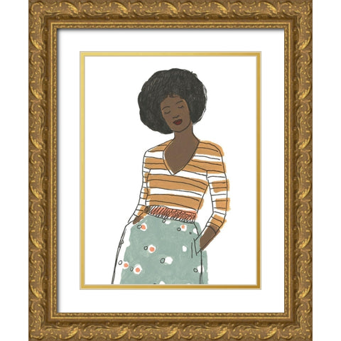 Fashion Vignette II Gold Ornate Wood Framed Art Print with Double Matting by Vess, June Erica