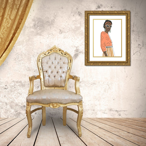 Fashion Vignette III Gold Ornate Wood Framed Art Print with Double Matting by Vess, June Erica