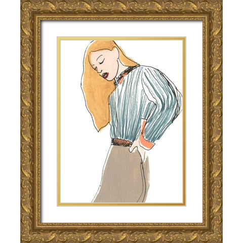 Fashion Vignette IV Gold Ornate Wood Framed Art Print with Double Matting by Vess, June Erica