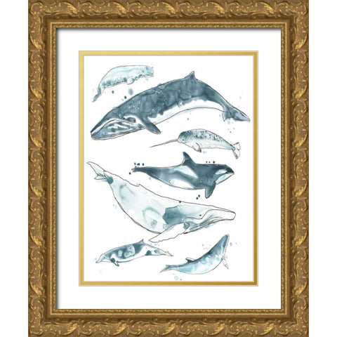 Cetacea I Gold Ornate Wood Framed Art Print with Double Matting by Vess, June Erica
