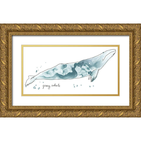 Cetacea Gray Whale Gold Ornate Wood Framed Art Print with Double Matting by Vess, June Erica