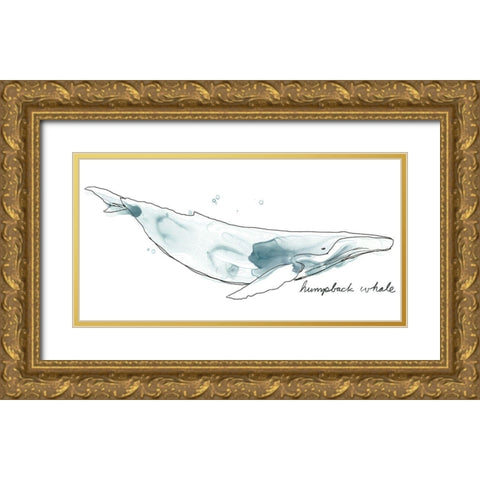Cetacea Humpback Gold Ornate Wood Framed Art Print with Double Matting by Vess, June Erica