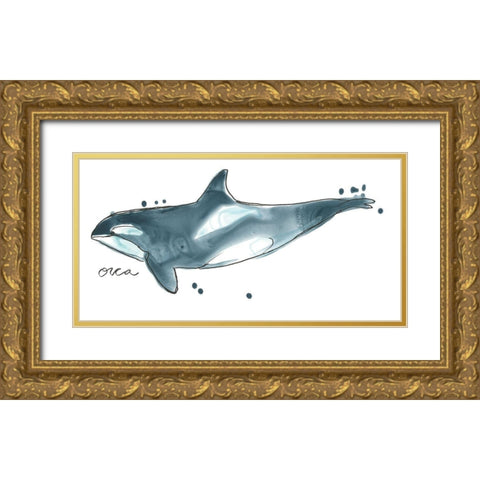 Cetacea Orca Whale Gold Ornate Wood Framed Art Print with Double Matting by Vess, June Erica