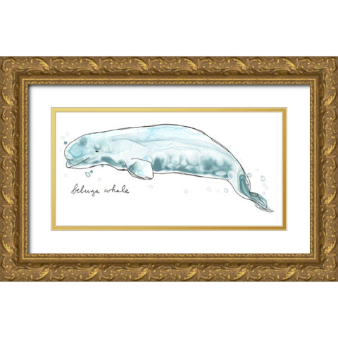Cetacea Beluga Whale Gold Ornate Wood Framed Art Print with Double Matting by Vess, June Erica