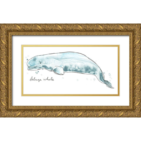 Cetacea Beluga Whale Gold Ornate Wood Framed Art Print with Double Matting by Vess, June Erica
