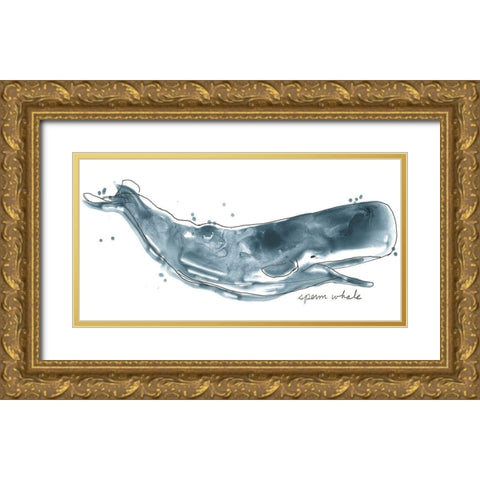 Cetacea Sperm Whale Gold Ornate Wood Framed Art Print with Double Matting by Vess, June Erica