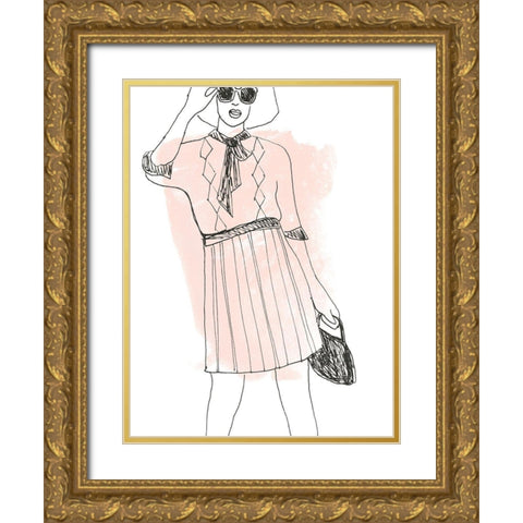 Fashion Sketches I Gold Ornate Wood Framed Art Print with Double Matting by Vess, June Erica