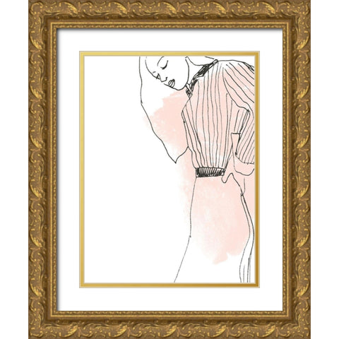 Fashion Sketches IV Gold Ornate Wood Framed Art Print with Double Matting by Vess, June Erica