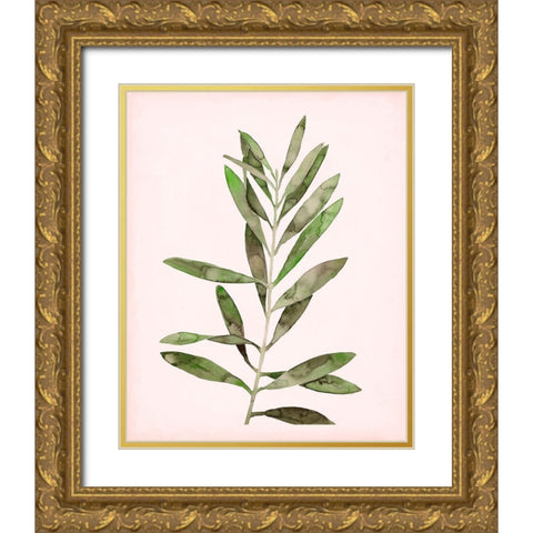 Soft Pink Leaves I Gold Ornate Wood Framed Art Print with Double Matting by Popp, Grace