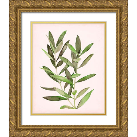 Soft Pink Leaves II Gold Ornate Wood Framed Art Print with Double Matting by Popp, Grace