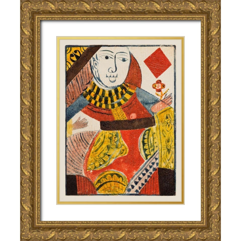 Vintage Cards IV Gold Ornate Wood Framed Art Print with Double Matting by Unknown