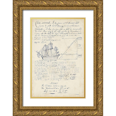 Nautical Journal I Gold Ornate Wood Framed Art Print with Double Matting by Vision Studio