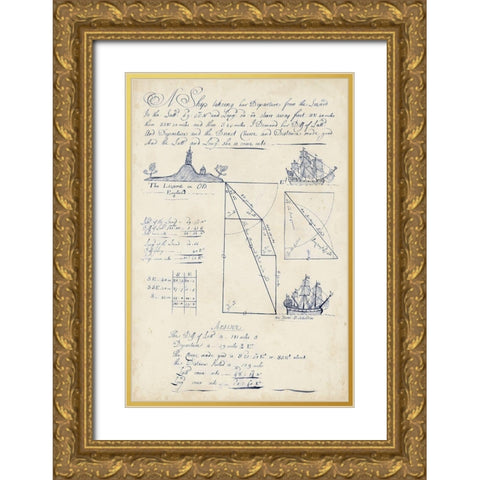 Nautical Journal V Gold Ornate Wood Framed Art Print with Double Matting by Vision Studio