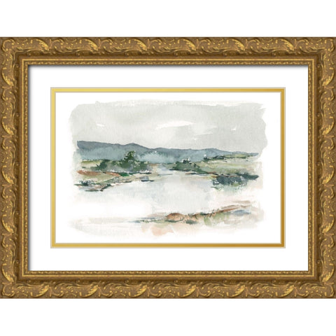 Overcast Lake Study I Gold Ornate Wood Framed Art Print with Double Matting by Harper, Ethan