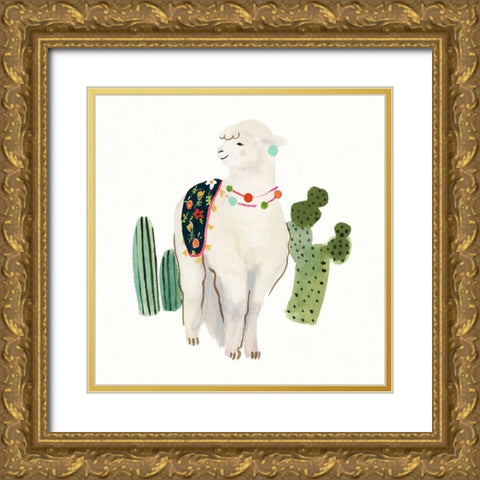Sweet Alpaca II Gold Ornate Wood Framed Art Print with Double Matting by Borges, Victoria