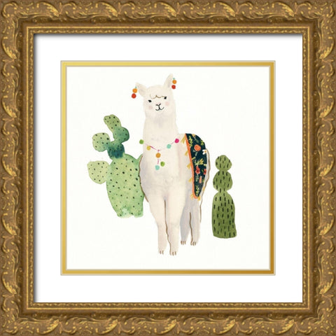 Sweet Alpaca V Gold Ornate Wood Framed Art Print with Double Matting by Borges, Victoria