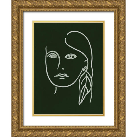 Malachite Portrait I Gold Ornate Wood Framed Art Print with Double Matting by Wang, Melissa