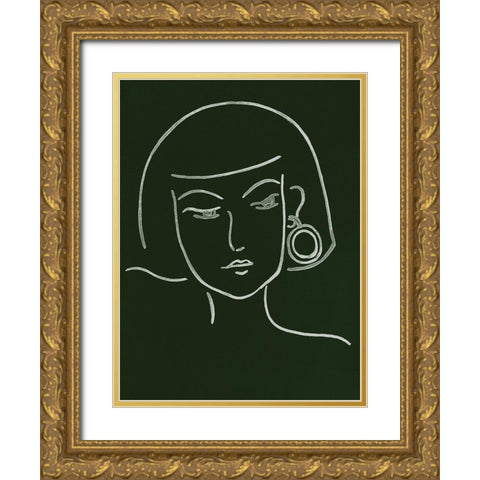 Malachite Portrait II Gold Ornate Wood Framed Art Print with Double Matting by Wang, Melissa