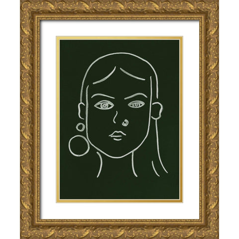 Malachite Portrait IV Gold Ornate Wood Framed Art Print with Double Matting by Wang, Melissa