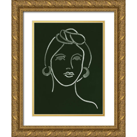 Malachite Portrait V Gold Ornate Wood Framed Art Print with Double Matting by Wang, Melissa