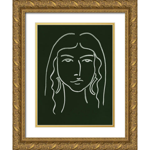 Malachite Portrait VI Gold Ornate Wood Framed Art Print with Double Matting by Wang, Melissa