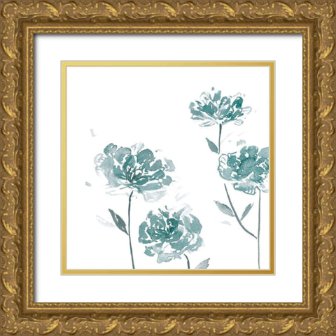 Traces of Flowers I Gold Ornate Wood Framed Art Print with Double Matting by Wang, Melissa