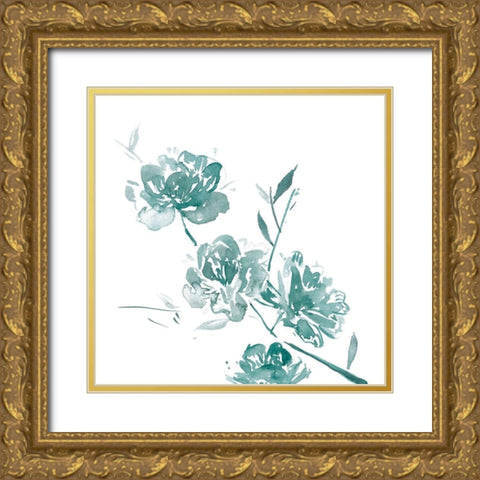 Traces of Flowers II Gold Ornate Wood Framed Art Print with Double Matting by Wang, Melissa