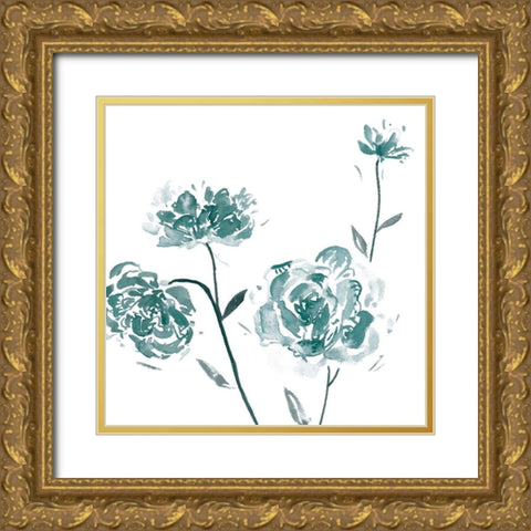 Traces of Flowers III Gold Ornate Wood Framed Art Print with Double Matting by Wang, Melissa