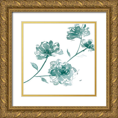 Traces of Flowers IV Gold Ornate Wood Framed Art Print with Double Matting by Wang, Melissa