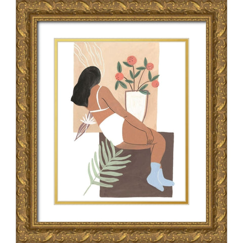 Lying Woman III Gold Ornate Wood Framed Art Print with Double Matting by Wang, Melissa