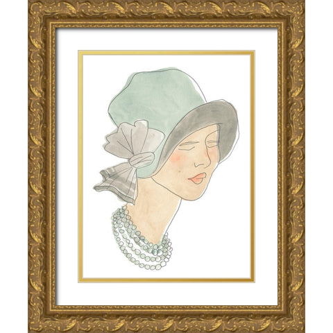Flapper Fashion Sketches I Gold Ornate Wood Framed Art Print with Double Matting by Vess, June Erica