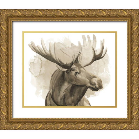 Bull Moose I Gold Ornate Wood Framed Art Print with Double Matting by Popp, Grace