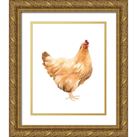 Autumn Chicken I Gold Ornate Wood Framed Art Print with Double Matting by Scarvey, Emma