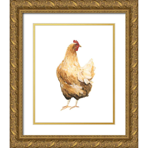 Autumn Chicken III Gold Ornate Wood Framed Art Print with Double Matting by Scarvey, Emma