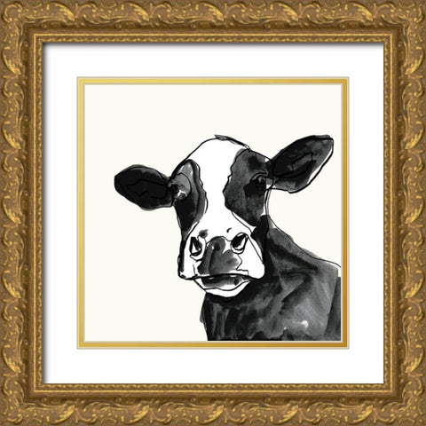 Cow Contour I Gold Ornate Wood Framed Art Print with Double Matting by Borges, Victoria