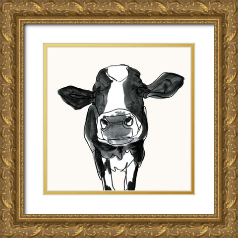Cow Contour III Gold Ornate Wood Framed Art Print with Double Matting by Borges, Victoria