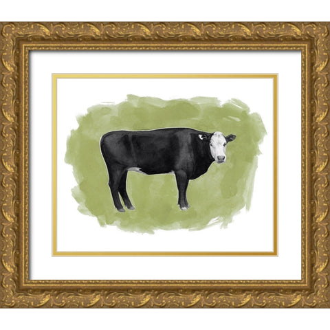 Hereford Graze I Gold Ornate Wood Framed Art Print with Double Matting by Popp, Grace