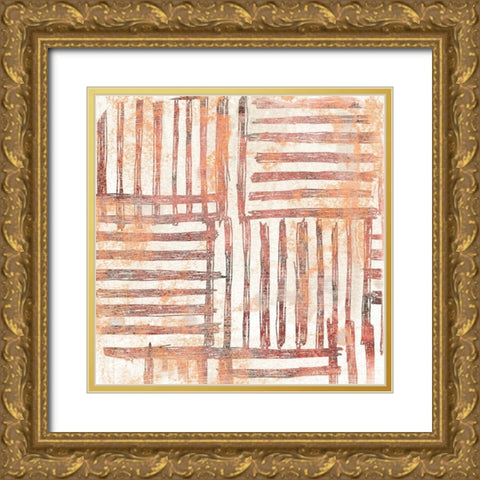Red Earth Textile I Gold Ornate Wood Framed Art Print with Double Matting by Vess, June Erica