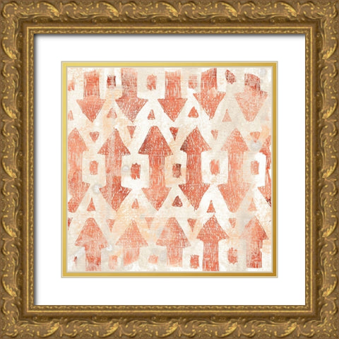 Red Earth Textile III Gold Ornate Wood Framed Art Print with Double Matting by Vess, June Erica