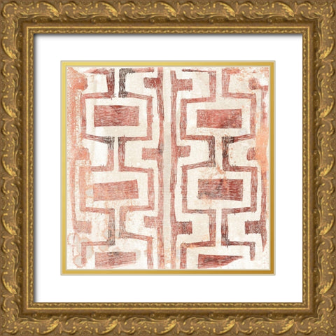 Red Earth Textile V Gold Ornate Wood Framed Art Print with Double Matting by Vess, June Erica