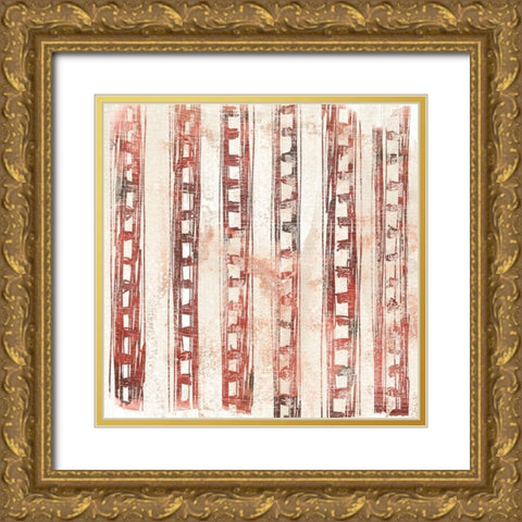 Red Earth Textile IX Gold Ornate Wood Framed Art Print with Double Matting by Vess, June Erica