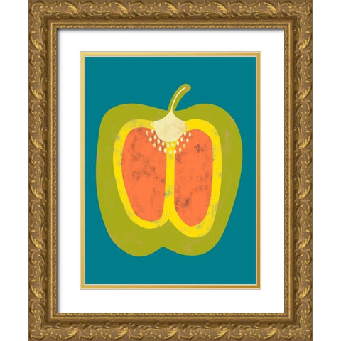 Veggie Party VI Gold Ornate Wood Framed Art Print with Double Matting by Zarris, Chariklia