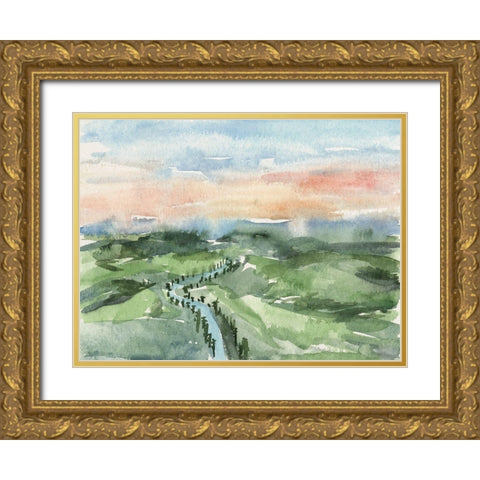 Watercolor Views V Gold Ornate Wood Framed Art Print with Double Matting by Wang, Melissa