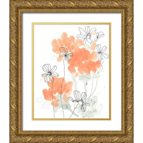 Blush Peonies II Gold Ornate Wood Framed Art Print with Double Matting by Vess, June Erica