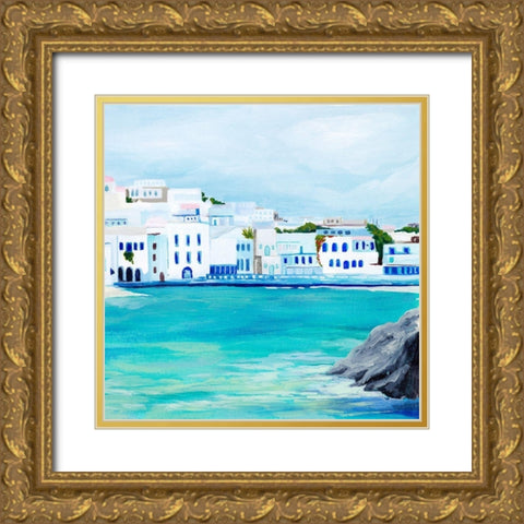 Mykonos II Gold Ornate Wood Framed Art Print with Double Matting by Popp, Grace