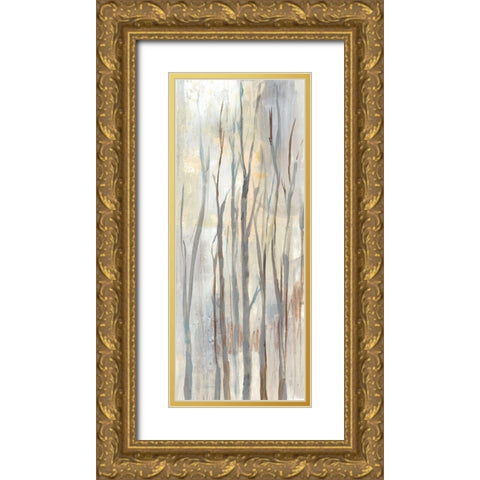 Wispy Birches II Gold Ornate Wood Framed Art Print with Double Matting by Goldberger, Jennifer