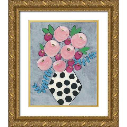 Floral Frolic I Gold Ornate Wood Framed Art Print with Double Matting by Moore, Regina