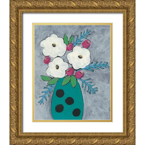 Floral Frolic II Gold Ornate Wood Framed Art Print with Double Matting by Moore, Regina