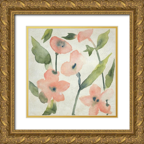 Blush Pink Blooms I Gold Ornate Wood Framed Art Print with Double Matting by Zarris, Chariklia